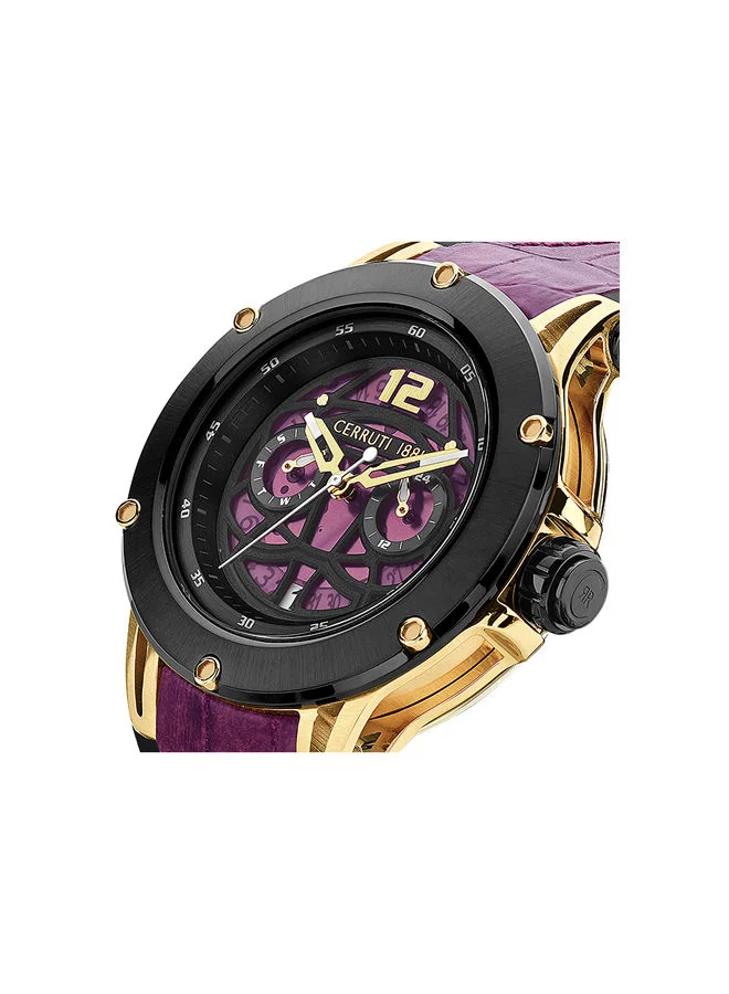 شيروتي 1881 Mens Round Shape Leather Band Analog Wrist Watch CIWGQ2224804  45 mm  Purple