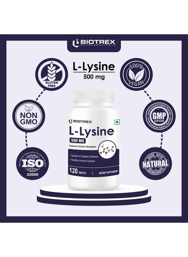 Biotrex Nutraceuticals L-Lysine 500mg, From L-Lysine Monohydrochloride, Healthy Immune Function - 120 Tablets - Image 5