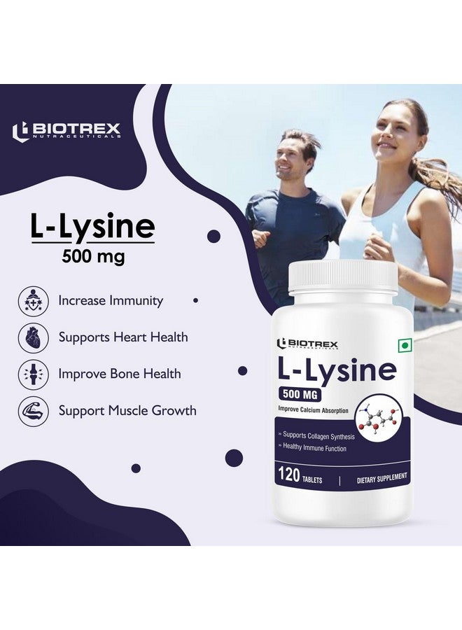 Biotrex Nutraceuticals L-Lysine 500mg, From L-Lysine Monohydrochloride, Healthy Immune Function - 120 Tablets - Image 4