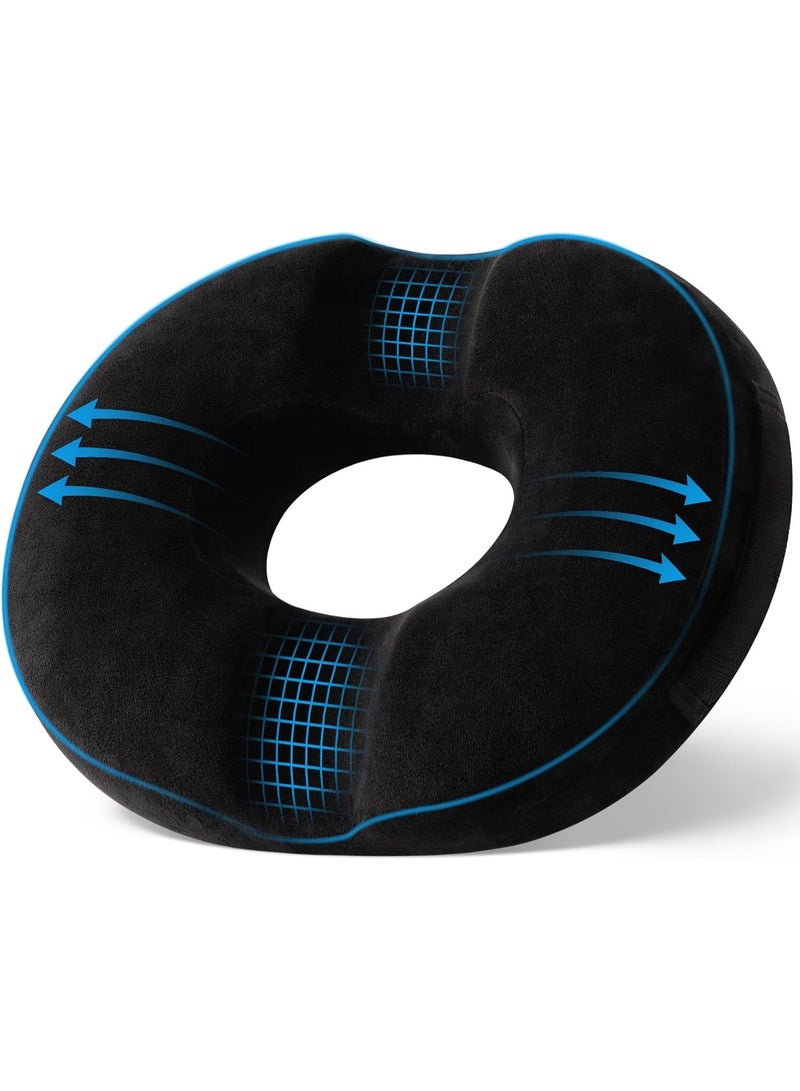 Ergonomic Donut Seat Cushion Memory Foam Ring Pillow for Sitting Comfort Office Chair Support Non-Slip Breathable Design for Car and Travel - Image 1