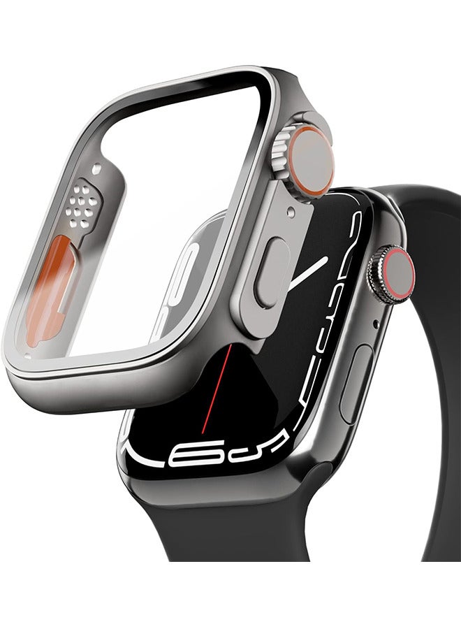 Depend Compatible For Apple Watch Series 7/8/9 45mm Hard Case With Tempered Glass Screen Protector, Unique Design Hard PC Waterproof Case Cover, Bumper Full Coverage Accessories For iWatch 7/8/9 45mm - Image 1