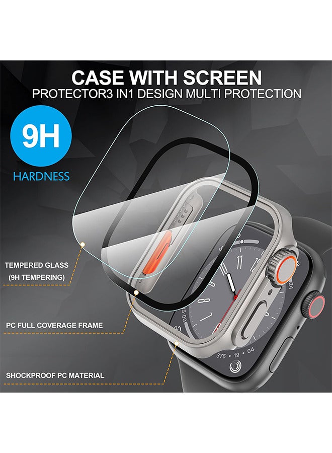 Depend Compatible For Apple Watch Series 7/8/9 45mm Hard Case With Tempered Glass Screen Protector, Unique Design Hard PC Waterproof Case Cover, Bumper Full Coverage Accessories For iWatch 7/8/9 45mm - Image 2