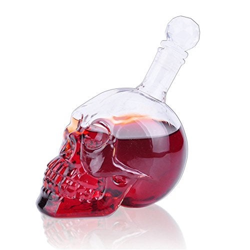 Iktu Crystal Skull Head Vodka Bottle Creative Gothic Wine Vodka Decanter (1 Liter - Empty) Transparent - Image 3