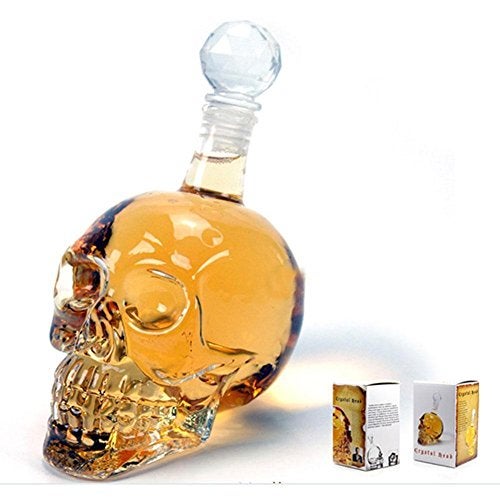 Iktu Crystal Skull Head Vodka Bottle Creative Gothic Wine Vodka Decanter (1 Liter - Empty) Transparent - Image 1