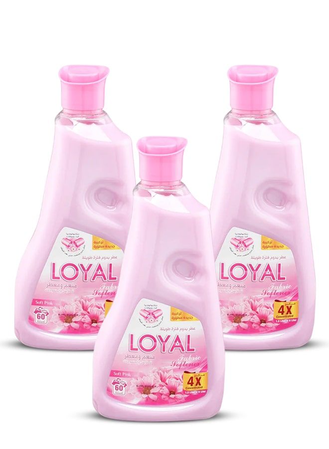 loyal Fabric Softener & Freshener Concentrated, Soft Pink, 30 Washes 3x750ml - Image 1