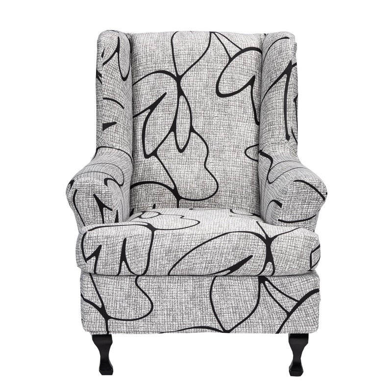 CRFATOP Wingback Chair Cover 2 Piece Stretchy Wingback Armchair Covers Spandex Elastic Wing Chair Slipcover Sofa Cover for Furniture Protector in Living Room,B37 - Image 1