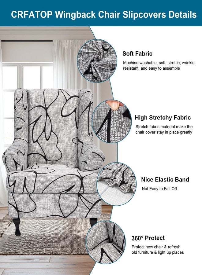 CRFATOP Wingback Chair Cover 2 Piece Stretchy Wingback Armchair Covers Spandex Elastic Wing Chair Slipcover Sofa Cover for Furniture Protector in Living Room,B37 - Image 3