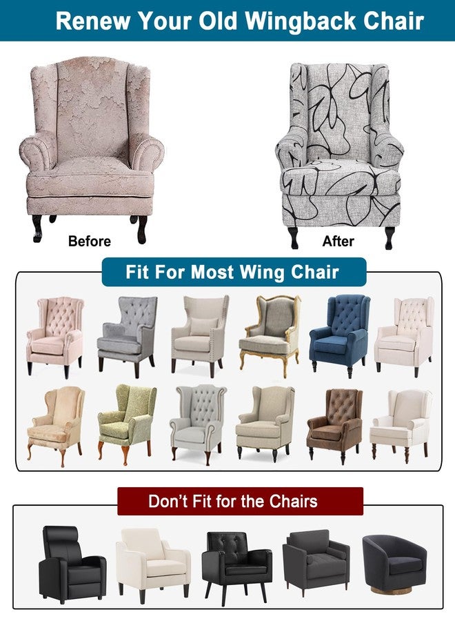 CRFATOP Wingback Chair Cover 2 Piece Stretchy Wingback Armchair Covers Spandex Elastic Wing Chair Slipcover Sofa Cover for Furniture Protector in Living Room,B37 - Image 5