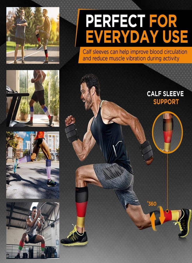 Doc Miller Calf Compression Sleeves for Short People Men and Women Petite 15-20mmHg, 1 Pair Shin Splint Sleeve Recover Varicose Veins and Pain Relief, Black Red Yellow, Medium - Image 2