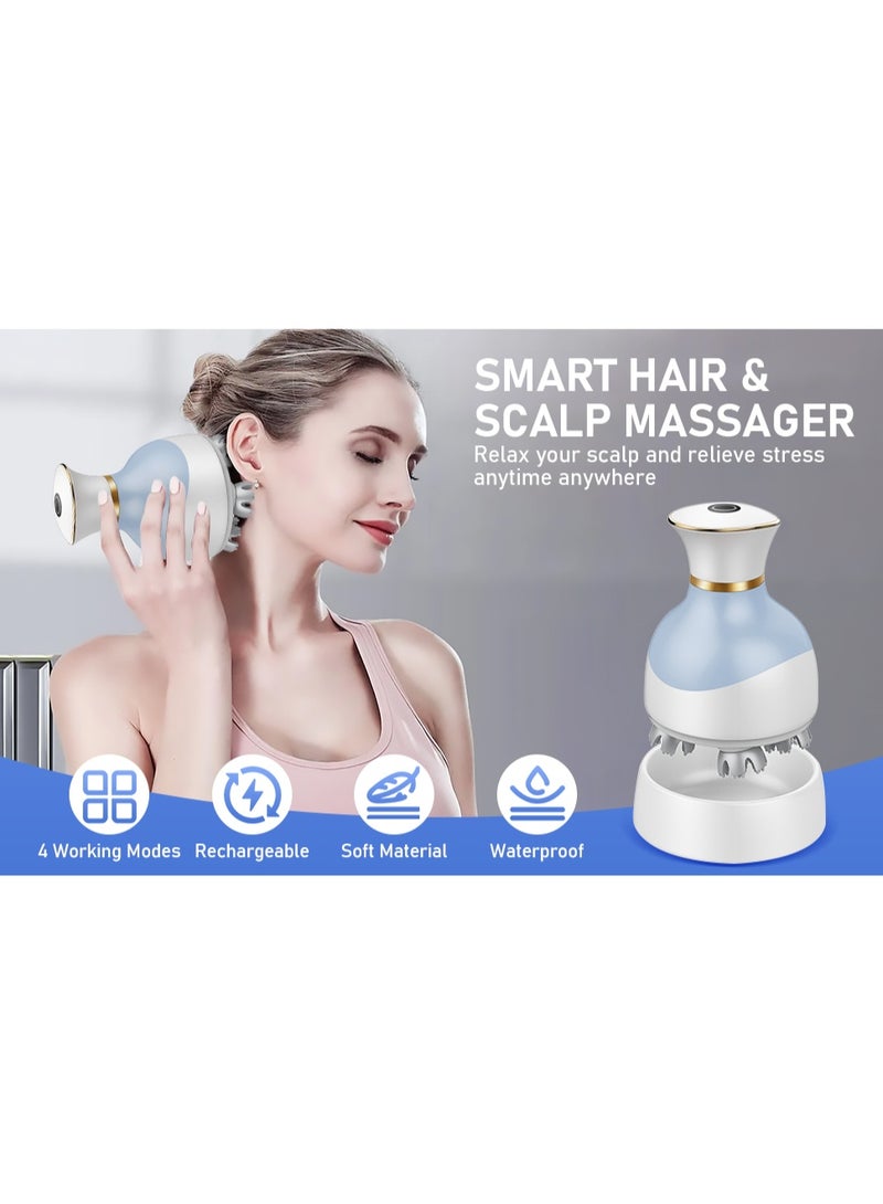 Rechargeable Scalp Massager with 3D Deep Kneading – Relaxation, Hair Care & Stress Relief Anytime Water-Resistant Head Massager with Multiple Modes, Soft Silicone Heads & Cordless Design for Home or Shower Use - Image 5