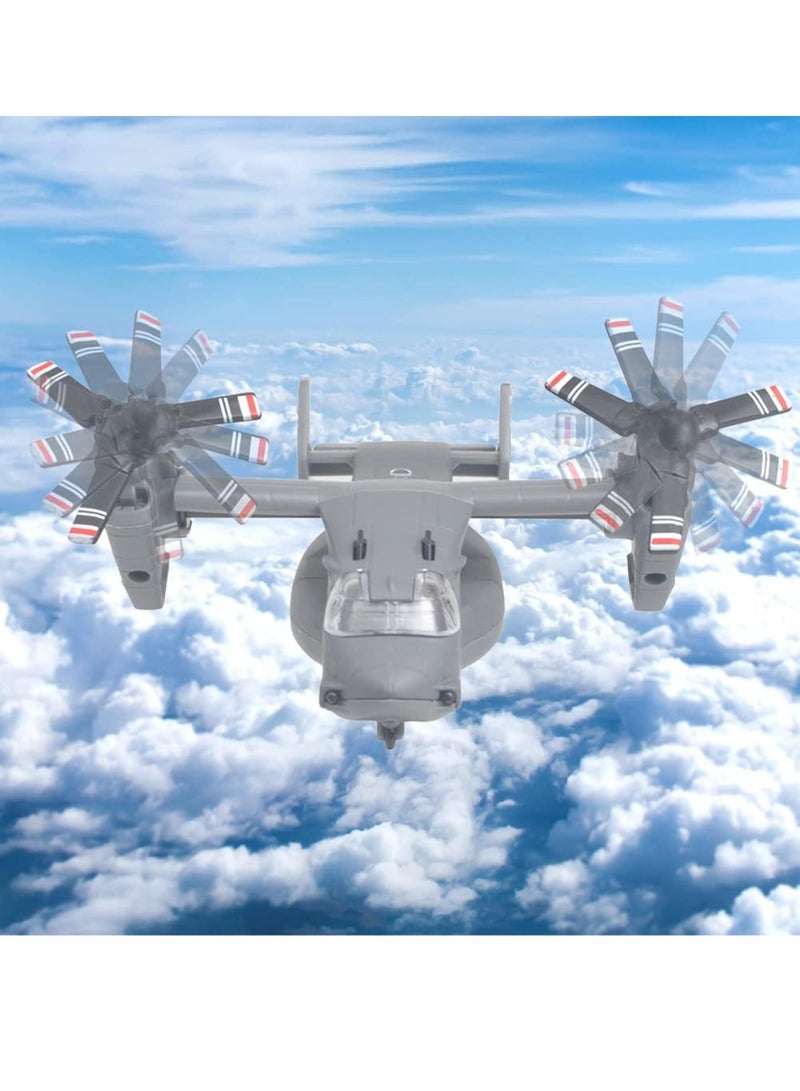 Metal Airplane MV-22 Military Osprey Transport Helicopter Toy Model Army Aircraft Air Force Toys with Pull Back Fighter Toys (Grey)  - Image 3