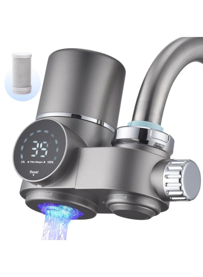 DUNISO Faucet Water Filter，Faucet Mount Water Filter with LED Display, Tap Water Purifier，Includes 1 Filter，Sterilize, Durable，Fits Standard Sink Faucets - Image 1