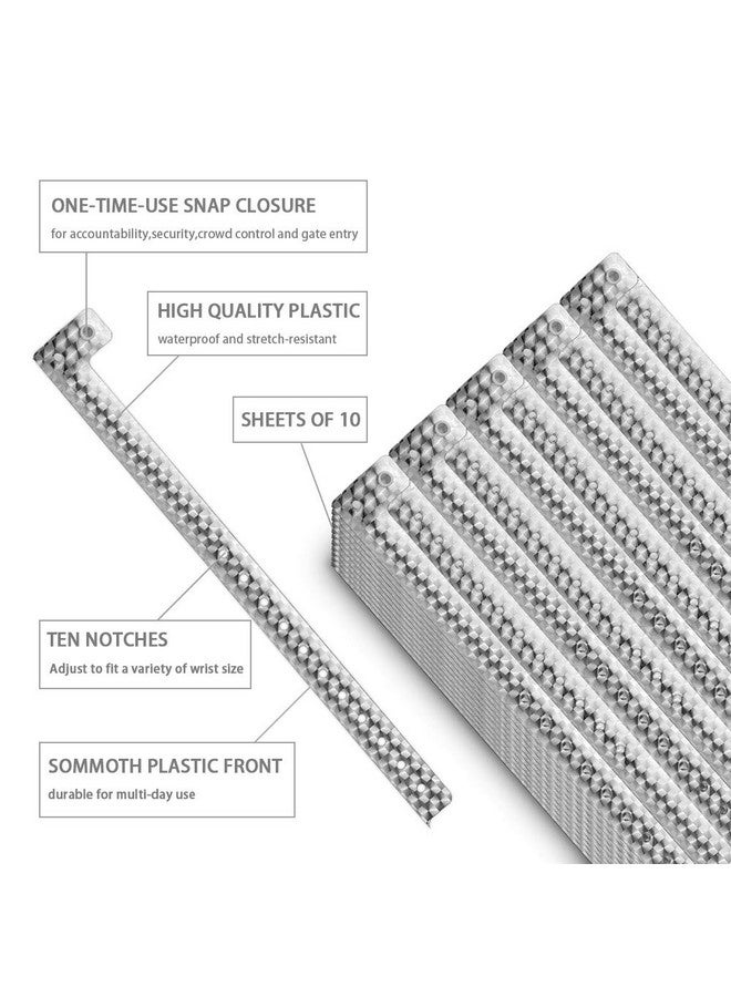 OUCHAN Holographic Plastic Wristbands Silver 100 Pack Vinyl Wristbands For Events Parties - Image 3