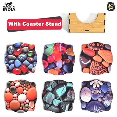 Gift Kya De GKD Coaster Set of 6 Pearl Design Wooden Coasters to Serve Tea Cups, Coffee Mugs and Glasses (3.5 x 3.5 inch)(Stone)(Ecofriendly) - Image 2