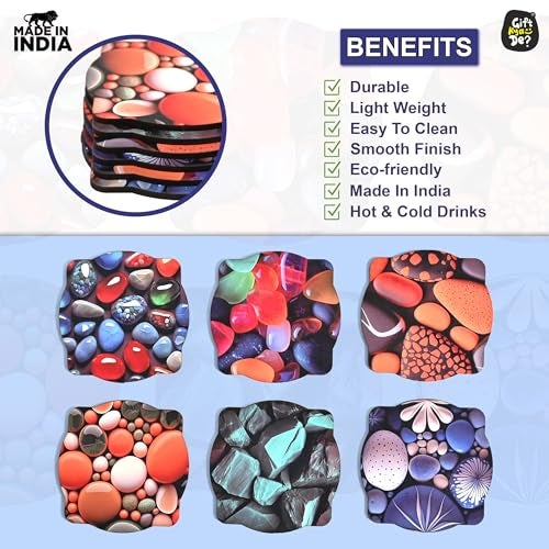 Gift Kya De GKD Coaster Set of 6 Pearl Design Wooden Coasters to Serve Tea Cups, Coffee Mugs and Glasses (3.5 x 3.5 inch)(Stone)(Ecofriendly) - Image 5