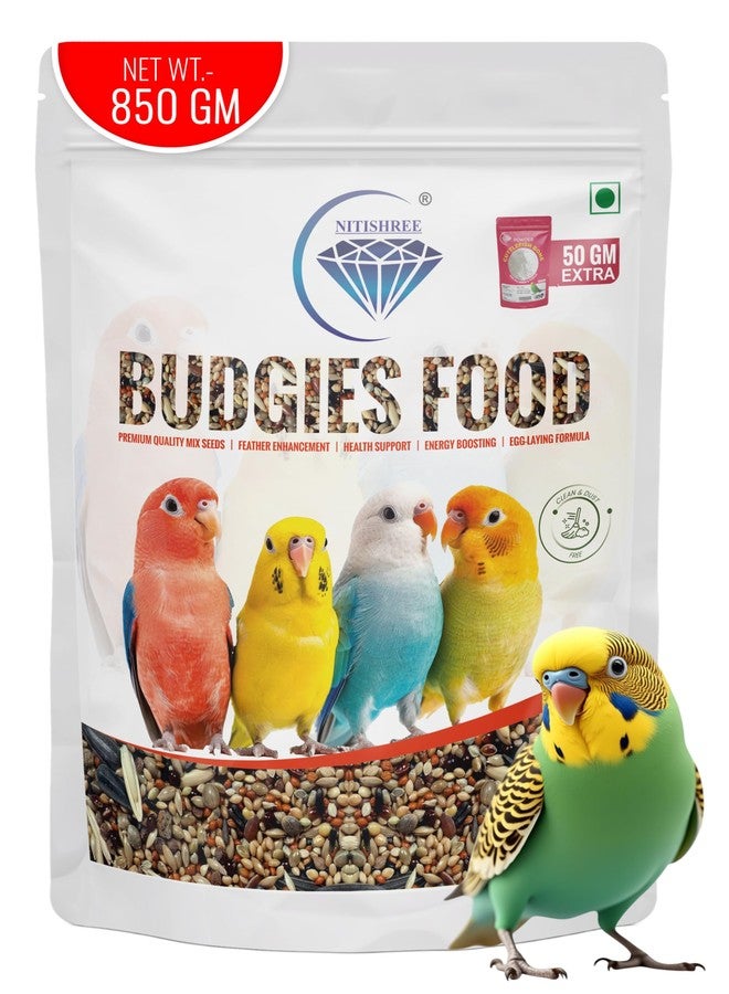 بذور نيتيشري الممتازة لطيور البادجي، بذور غنية بالبروتين مع مسحوق عظام الحبار - 150 غرام إضافي، للبادجي والببغاوات الصغيرة والطيور الصغيرة، عبوة من ثلاث قطع وزن كل منها 850 غرام. - Image 1