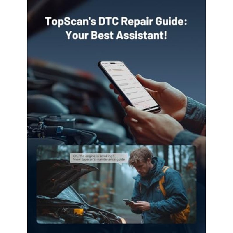 ماسح ضوئي TopScan obd2 بلوتوث، أداة تشخيص جميع الأنظمة obdii اللاسلكية، اختبار نشط، فحص قارئ رمز السيارة للمحرك، اختبار أداء السيارة لأجهزة iPhone وAndroid، أدلة الإصلاح، بيانات حية، أسود - Image 5