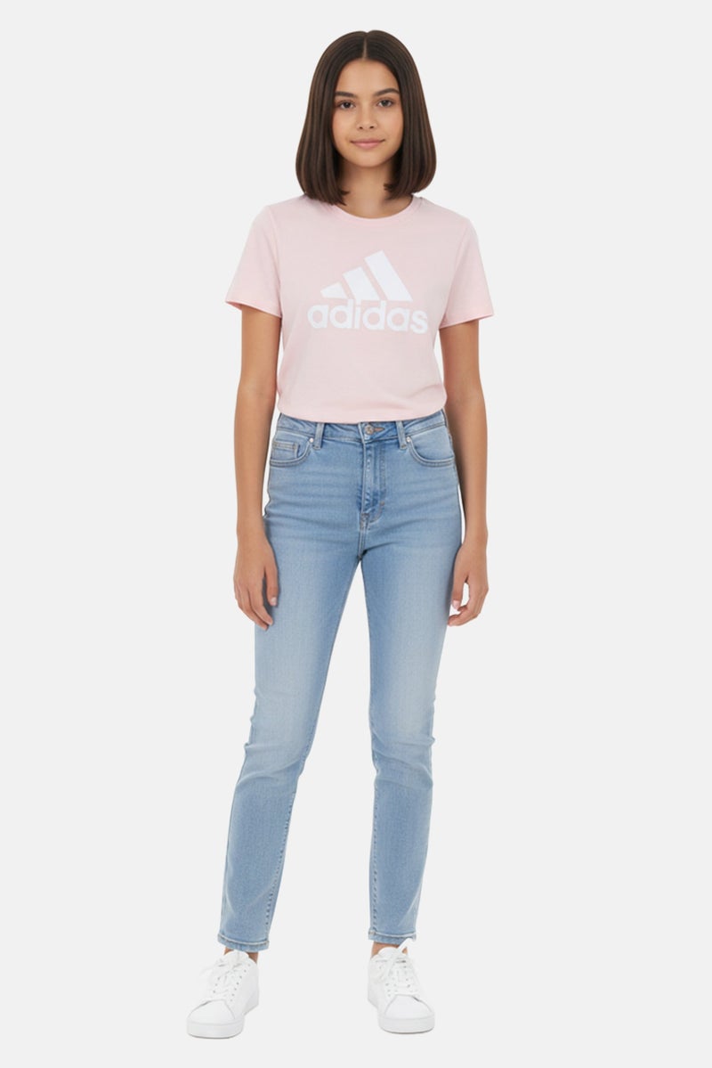 Adidas Kids Girl Brand Logo Outdoor T-Shirt, Pink - Image 1
