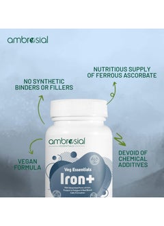 ambrosial Iron Tablets High Strength 25Mg Iron Supplement- 120 Capsules  - Image 4