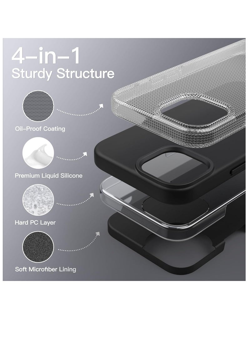 LEDIN Silicone Case for iPhone 13 Pro 6.1-Inch, Silky-Soft Touch Full-Body Protective Phone Case, Shockproof Cover with Microfiber Lining (Black) - Image 3