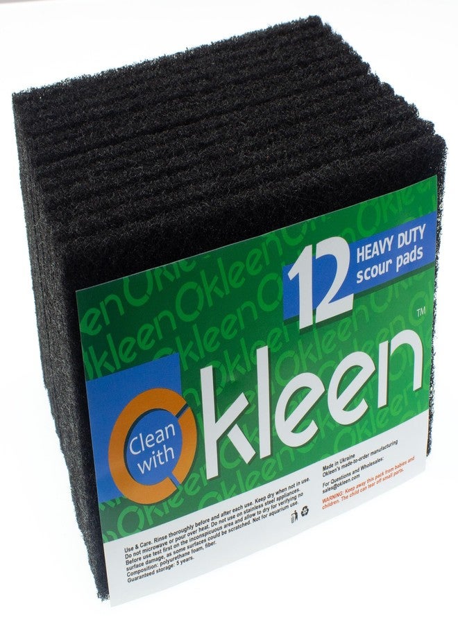 Okleen Delicate Scour Pads. Made in Europe. 12 Pack, 4 x 6 Inch Odorless General Purposes Scouring Scrubbers for Cleaning Dishes, Cutlery, Kitchen, Household & Outdoor Things (Black) - Image 4