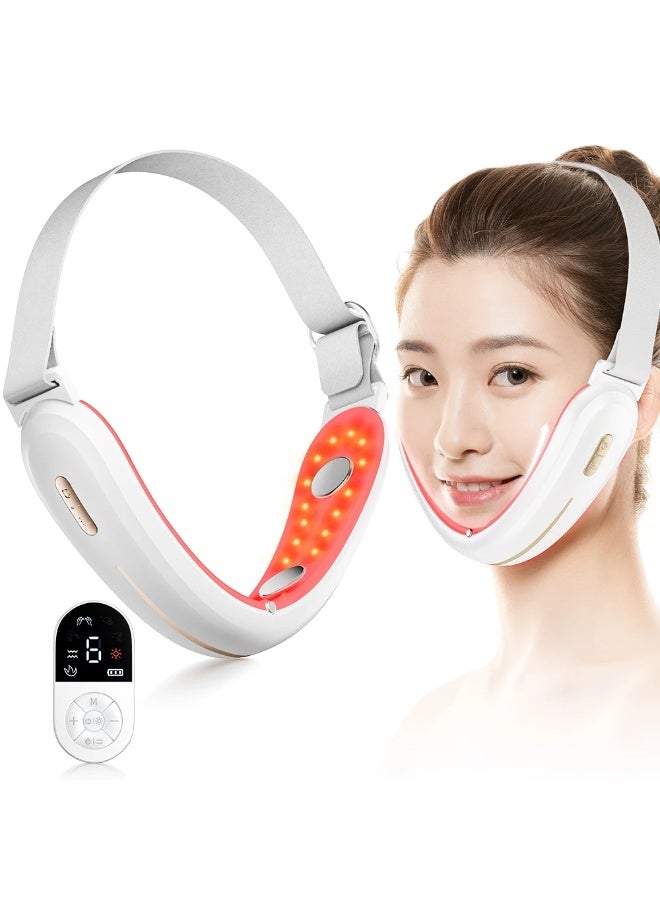 ANLAN Shining V shape Face Lifting Slimming Device Heat Vibration/EMS face Massage mode double chin slimming Red/Blue Light - Image 3