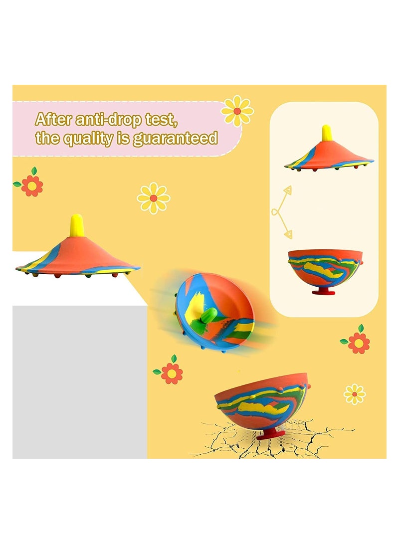 KASTWAVE 4 Pcs Bouncing Bowl, Fidget Toys Creative Camouflage Bounce Bouncing Bowl Novelty Cool Spinning Stress Relief Toy Bounce Ball Children's Outdoor Game Sports Fingertip Toy for Kids - Image 3