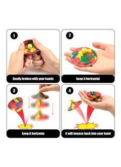 KASTWAVE 4 Pcs Bouncing Bowl, Fidget Toys Creative Camouflage Bounce Bouncing Bowl Novelty Cool Spinning Stress Relief Toy Bounce Ball Children's Outdoor Game Sports Fingertip Toy for Kids  - Image 5