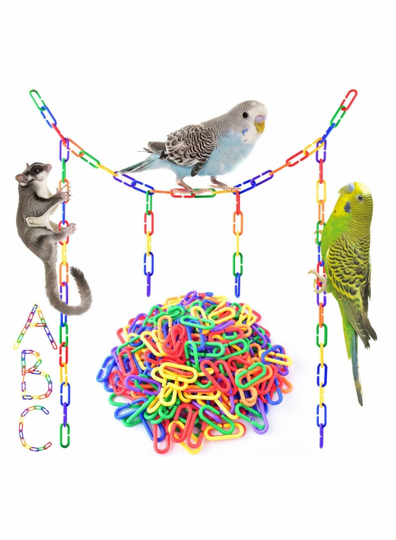 Barakah Plastic Chain Links for Birds, 200PCS Mix Color Rainbow DIY C-Clips Chains Hooks Swing Climbing Cage Toys - Image 1