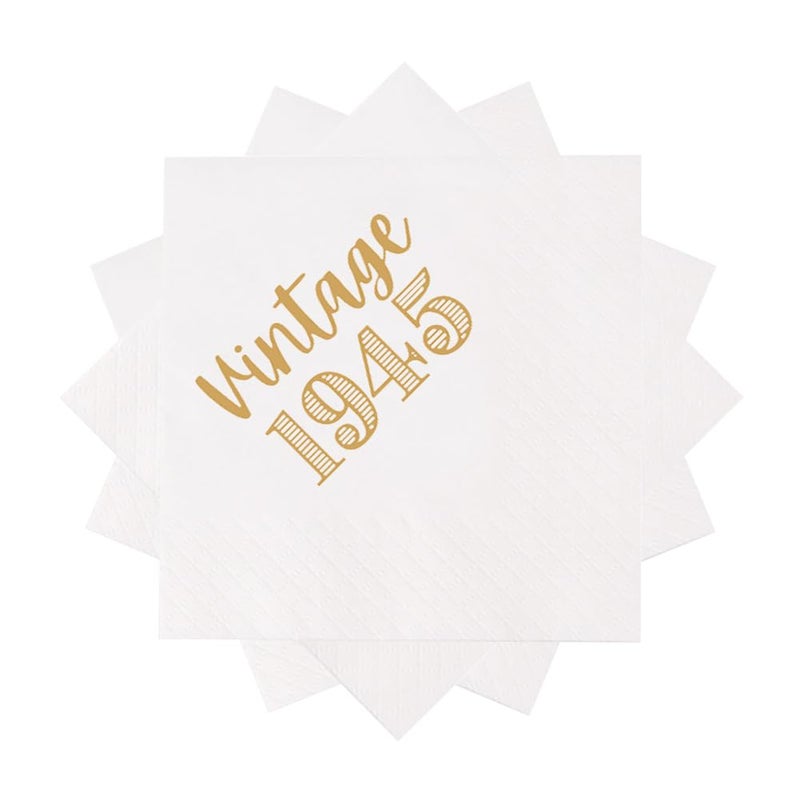 VOWFOO VOWFOO 60th Birthday Cocktail Napkins 100Pcs Vintage 1965 60 Years Birthday Paper Disposable Party Napkins for His Her 60th Birthday Party Table Decorations 5 x 5 two-ply (1965)  - Image 2