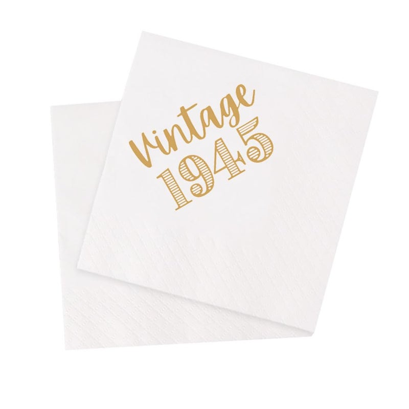 VOWFOO VOWFOO 60th Birthday Cocktail Napkins 100Pcs Vintage 1965 60 Years Birthday Paper Disposable Party Napkins for His Her 60th Birthday Party Table Decorations 5 x 5 two-ply (1965)  - Image 1