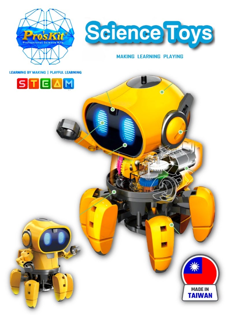Pro'skit Pro’sKit GE-893 Probbie The Robot – DIY 6-Leg Smart IR Sensor STEM Robot Kit with 360° Rotation for Kids - Image 1
