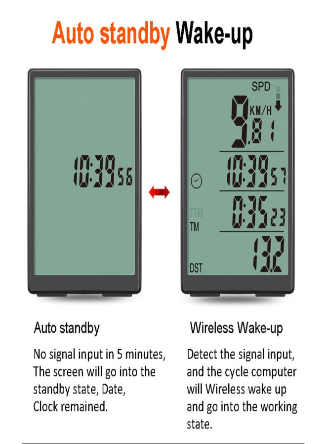 سان دينج كمبيوتر دراجة لاسلكي مقاوم للماء مزود بعداد سرعة وإضاءة خلفية LCD خضراء - Image 5