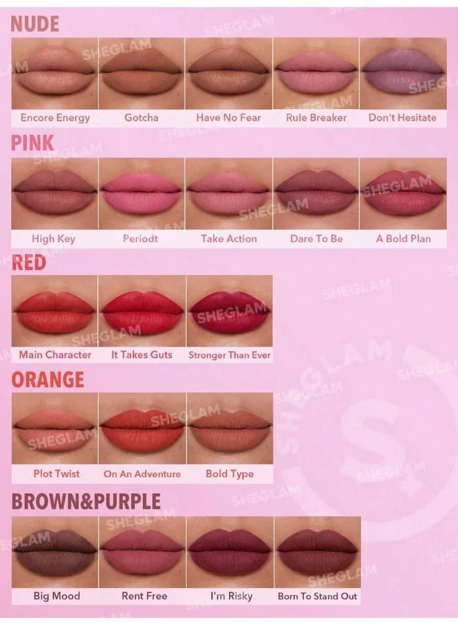 SHEGLAM Dynamatte Boom Long Lasting Matte Lipstick-Have No Fear
