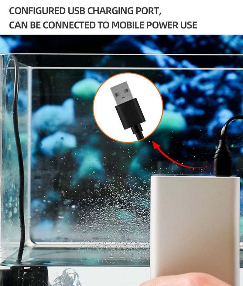 ZKSJ Mini Aquarium Pump Wave maker For Aquarium USB Power Connector 530GPH (2000L/H) Circulation Water Pump 5W DC 5V With Magnetic DC Powerhead For Tanks Up to 14 Inches And 5 10 20 Gallons Fish Tank - Image 5