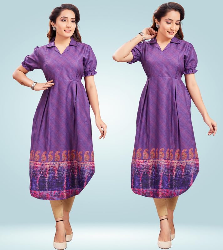 RITIJYA Feeding Kurtis for Women with Zip | Straight Maternity Pregnancy Dress for Nursing Mothers | Viscose Rayon | Maternity Wear Feeding Dress Tops (9242_46,Sweet Perpal) - Image 5