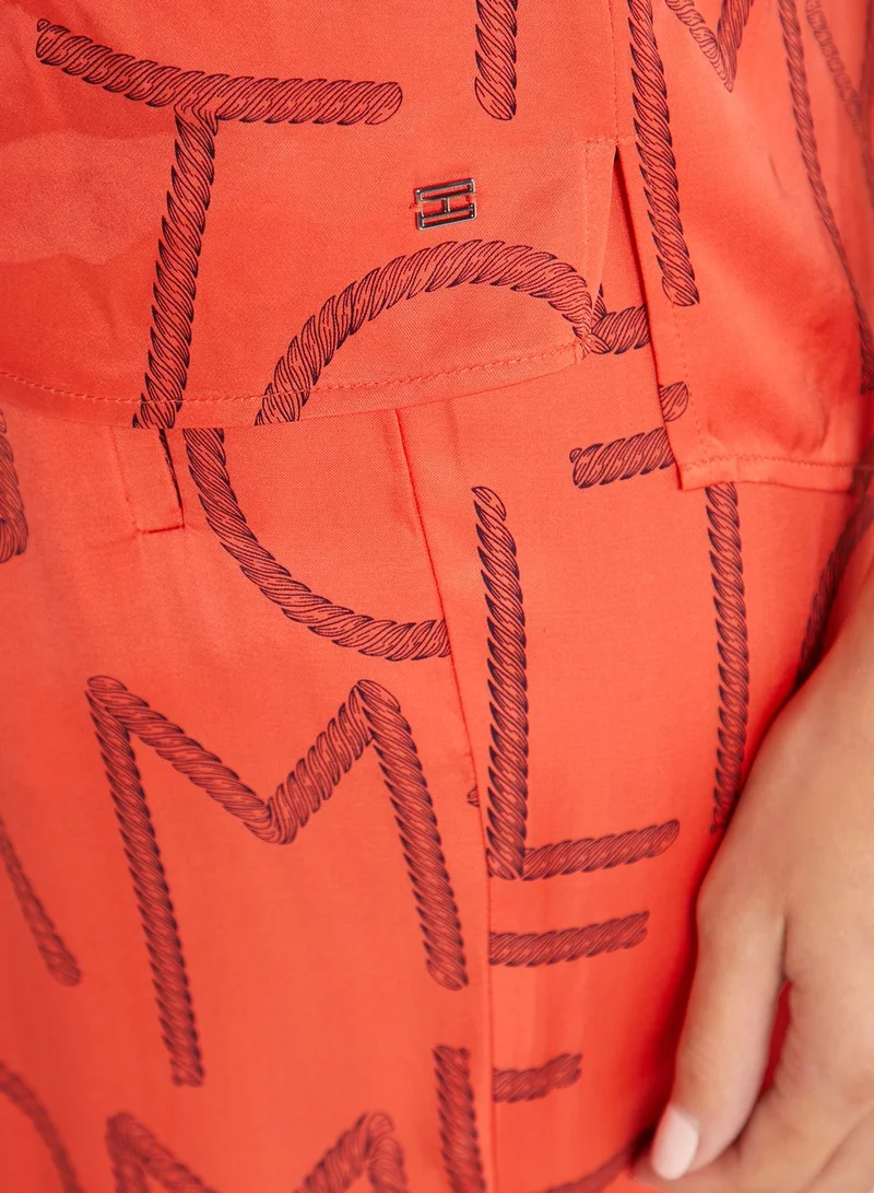 TOMMY HILFIGER Roll Sleeve All Over Print Top