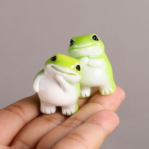 SOFREELIU Set of 6 Mini Resin Animals Frogs Figurines, Mini Resin Figures Tiny Animals Bulk Miniature Figures to Hide Tiny Frog Statue Decorations for Desk Decoration & DIY Craft Décor - Image 3