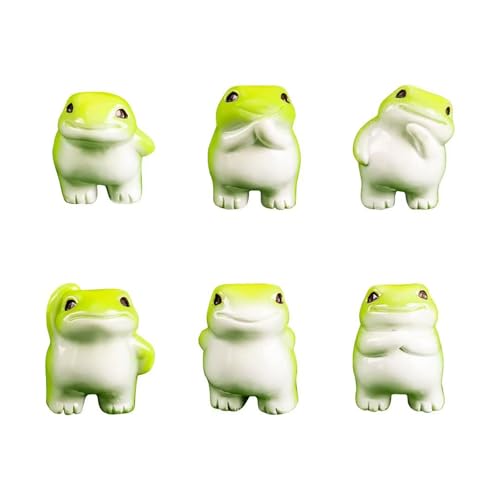 SOFREELIU Set of 6 Mini Resin Animals Frogs Figurines, Mini Resin Figures Tiny Animals Bulk Miniature Figures to Hide Tiny Frog Statue Decorations for Desk Decoration & DIY Craft Décor - Image 1