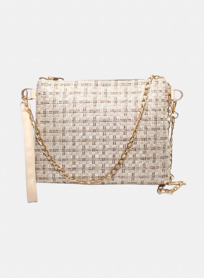 Glitter Women Hand Bag - Beige - Image 3