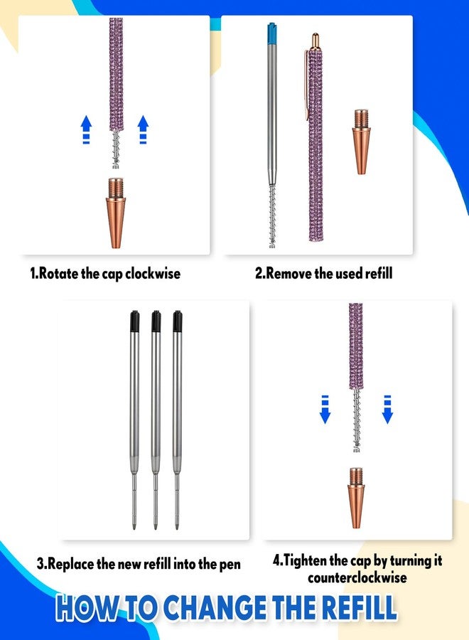 Sherr 50 Pack 3.9'' Replaceable Ballpoint Pen Refills for Metal Glitter Click Pens 1mm Medium Point Ballpoint Ink Refills Bulk Smooth Writing for Office Supplies(Black Ink) - Image 4