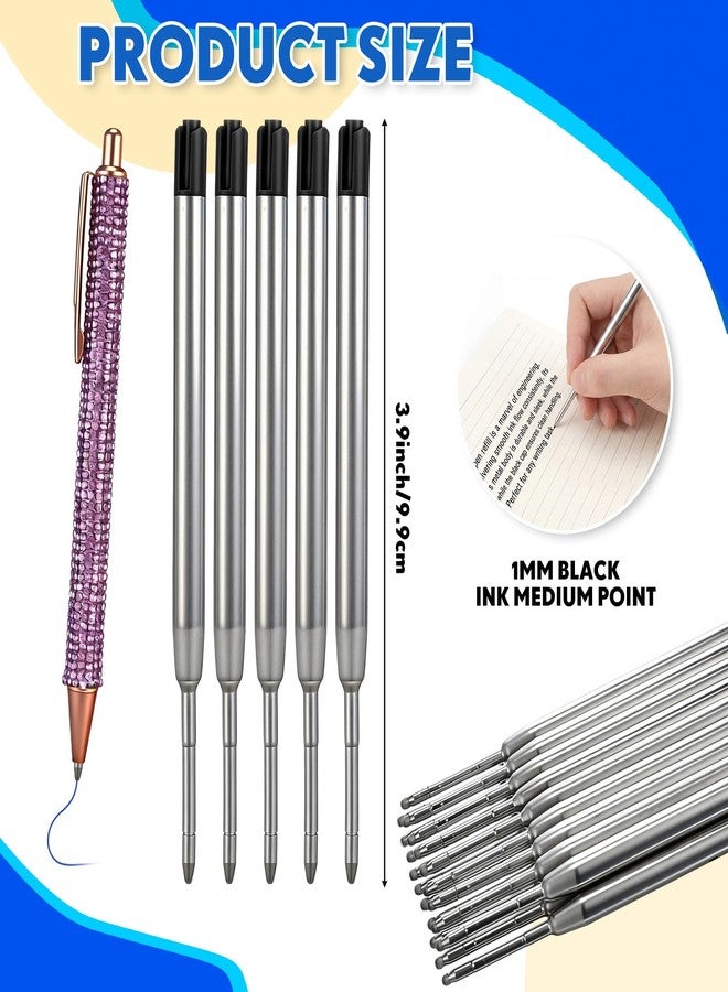 Sherr 50 Pack 3.9'' Replaceable Ballpoint Pen Refills for Metal Glitter Click Pens 1mm Medium Point Ballpoint Ink Refills Bulk Smooth Writing for Office Supplies(Black Ink) - Image 2