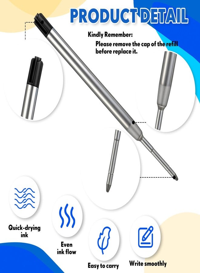 Sherr 50 Pack 3.9'' Replaceable Ballpoint Pen Refills for Metal Glitter Click Pens 1mm Medium Point Ballpoint Ink Refills Bulk Smooth Writing for Office Supplies(Black Ink) - Image 3