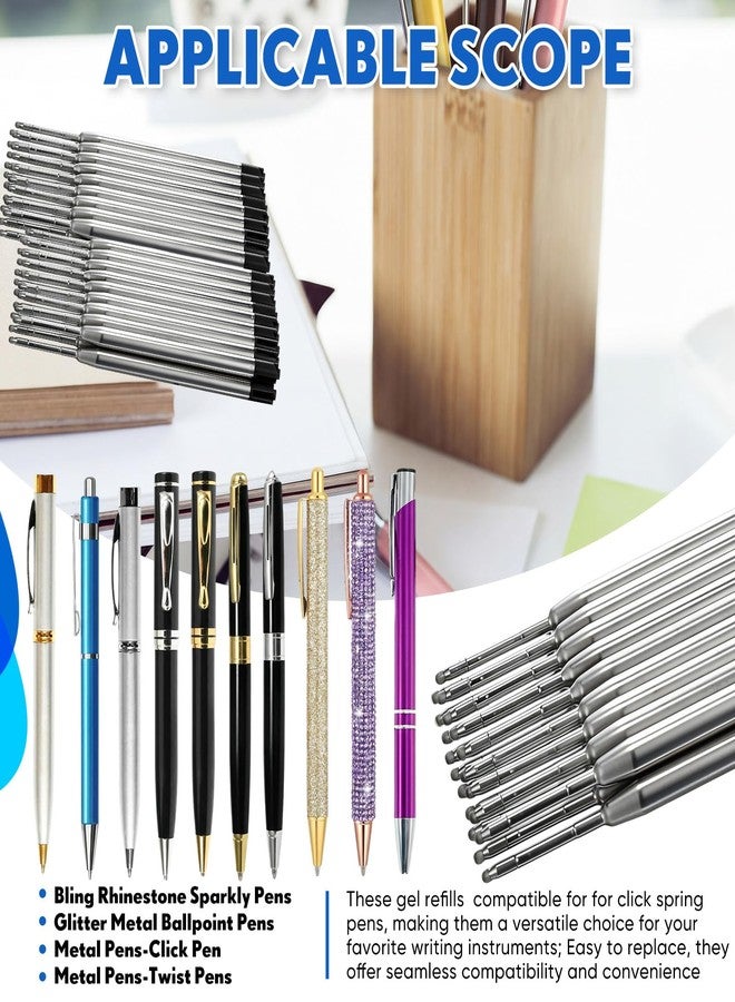Sherr 50 Pack 3.9'' Replaceable Ballpoint Pen Refills for Metal Glitter Click Pens 1mm Medium Point Ballpoint Ink Refills Bulk Smooth Writing for Office Supplies(Black Ink) - Image 5