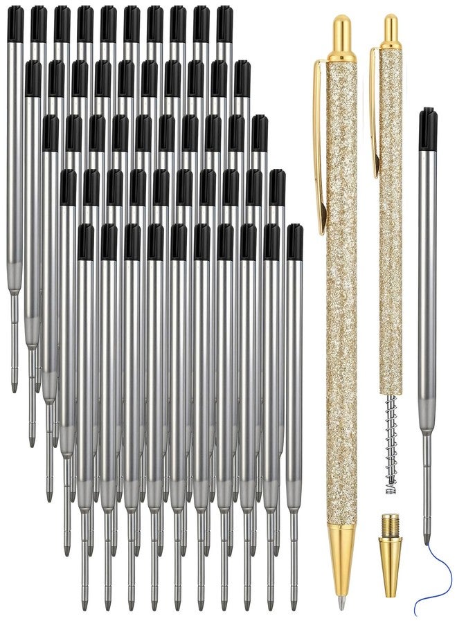 Sherr 50 Pack 3.9'' Replaceable Ballpoint Pen Refills for Metal Glitter Click Pens 1mm Medium Point Ballpoint Ink Refills Bulk Smooth Writing for Office Supplies(Black Ink) - Image 1
