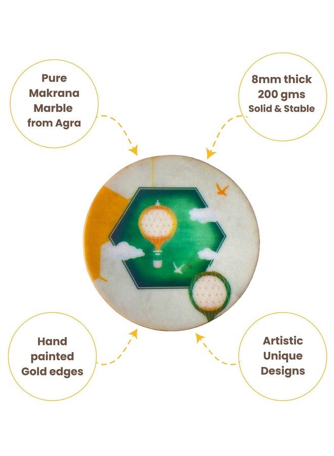 D'ORABLE Dorable Marble Tea Coasters for Dining Table - Set of 2. Round Tea Coasters for Housewarming Gift. A Seashell’s Skyward Journey(Green) Design Marble Coasters in an Attractive Box. Perfect for Gift. - Image 5