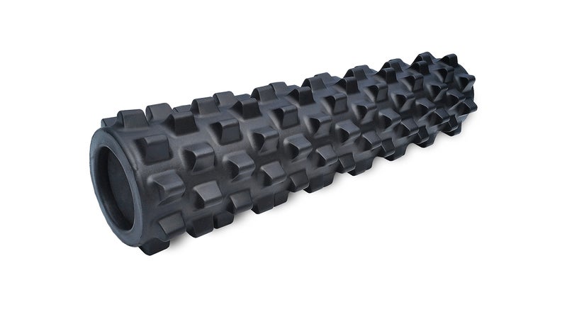 RUMBLE ROLLER رومبلرولر - أسطوانة رغوة عضلية ذات قوام صلب إضافي تعالج الأنسجة الرخوة مثل معالج التدليك (أسود، حجم متوسط) - Image 1