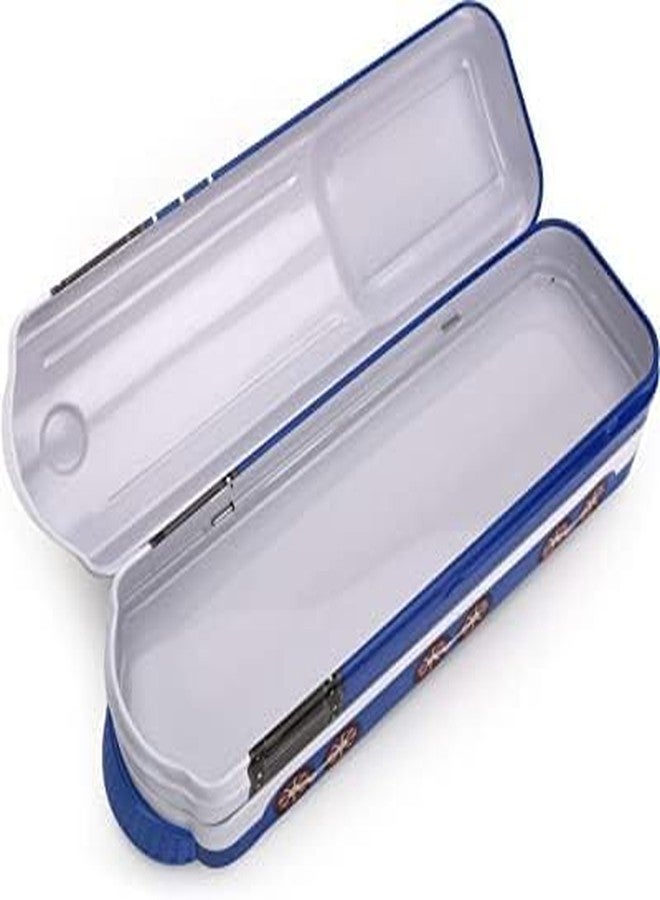 JAPSI Train Engine Metal Pencil Box with Two Compartments, Working Wheels, Blue and White, School Stationery Storage Case | - Image 5