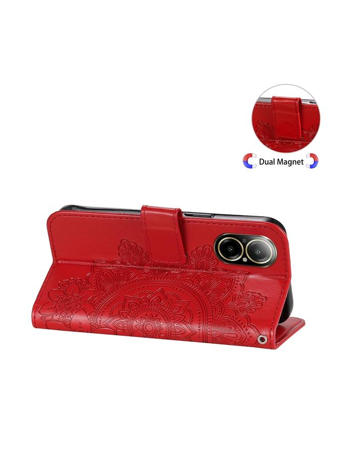 اس-توب جراب هاتف Realme C67 4G Global من الجلد المنقوش بزهرة ذات سبع بتلات - Image 5