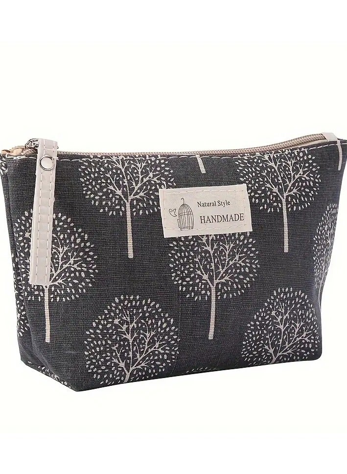 ORiTi Small & Roomy Canvas Cosmetic Bag: The Perfect Travel Makeup Bag for All Your Toiletries - Grey - Image 1